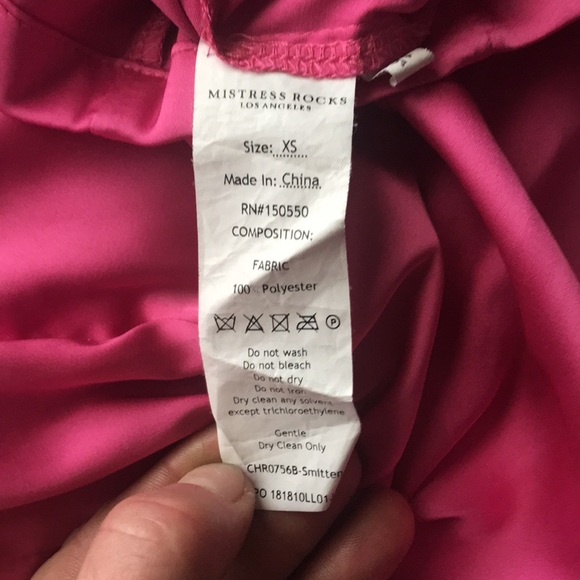 Mistress Rocks 'SMITTEN'Pink Satin Two Piece Set - Picture 11 of 12